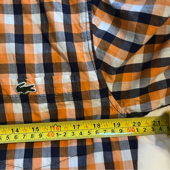 Lacoste Boys Youth XL Plaid Check Preppy Button Up Collared Dress Shirt Size 3 - Picture 5 of 6